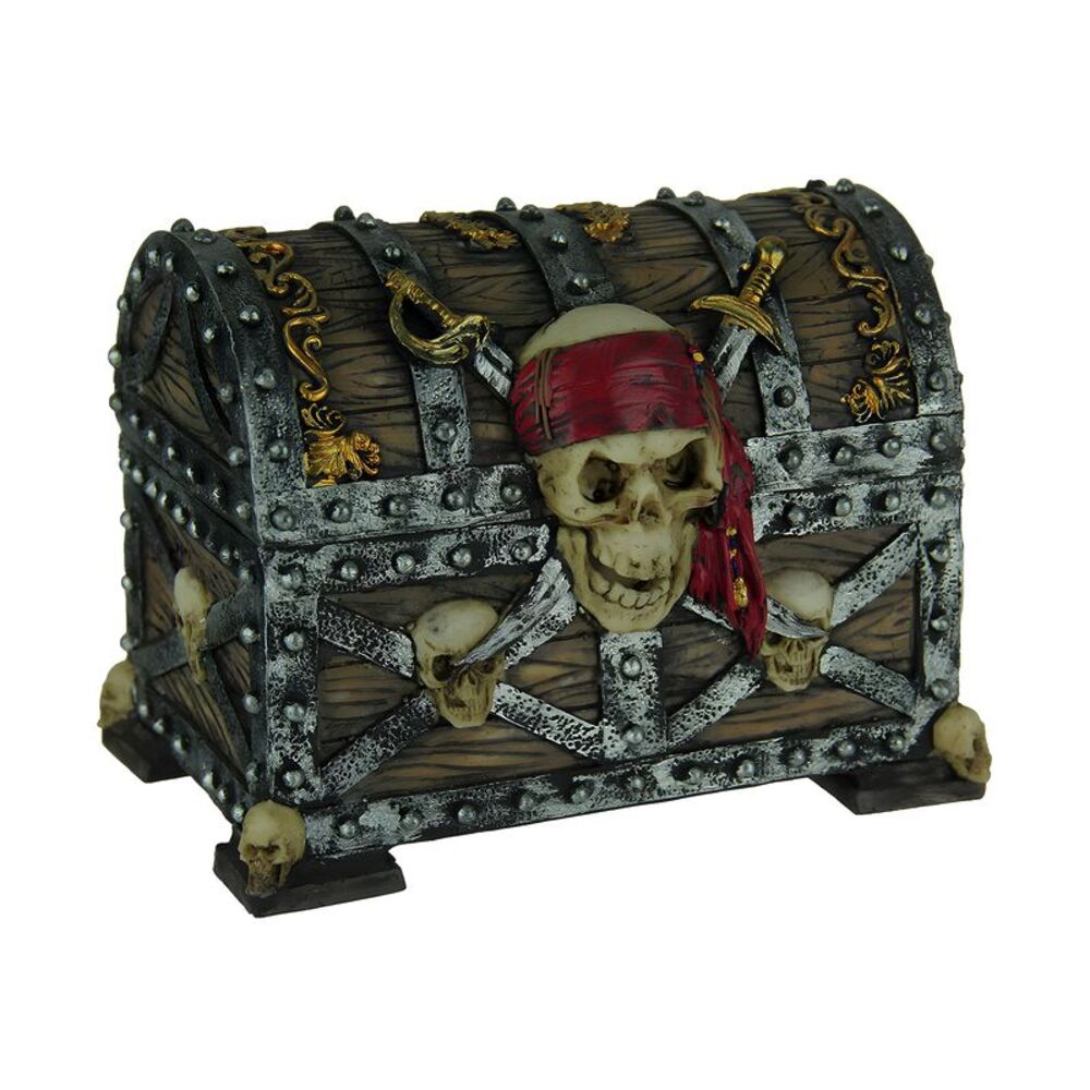 Skull and Swords Pirate Treasure Chest Trinket Box